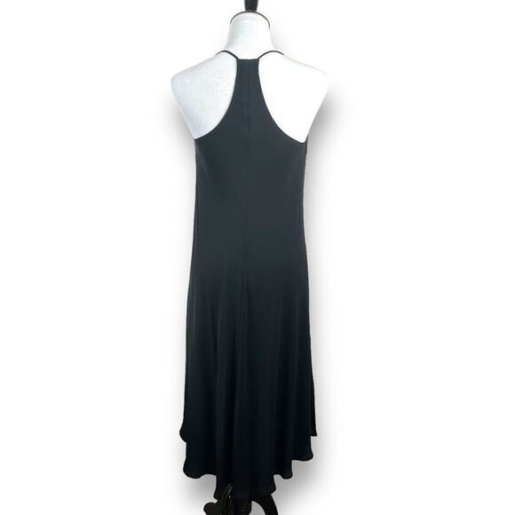 Loft Women's Size 6 Halter Strap Midi Dress Solid Black Racerback Minimalist LBD - Picture 3 of 8